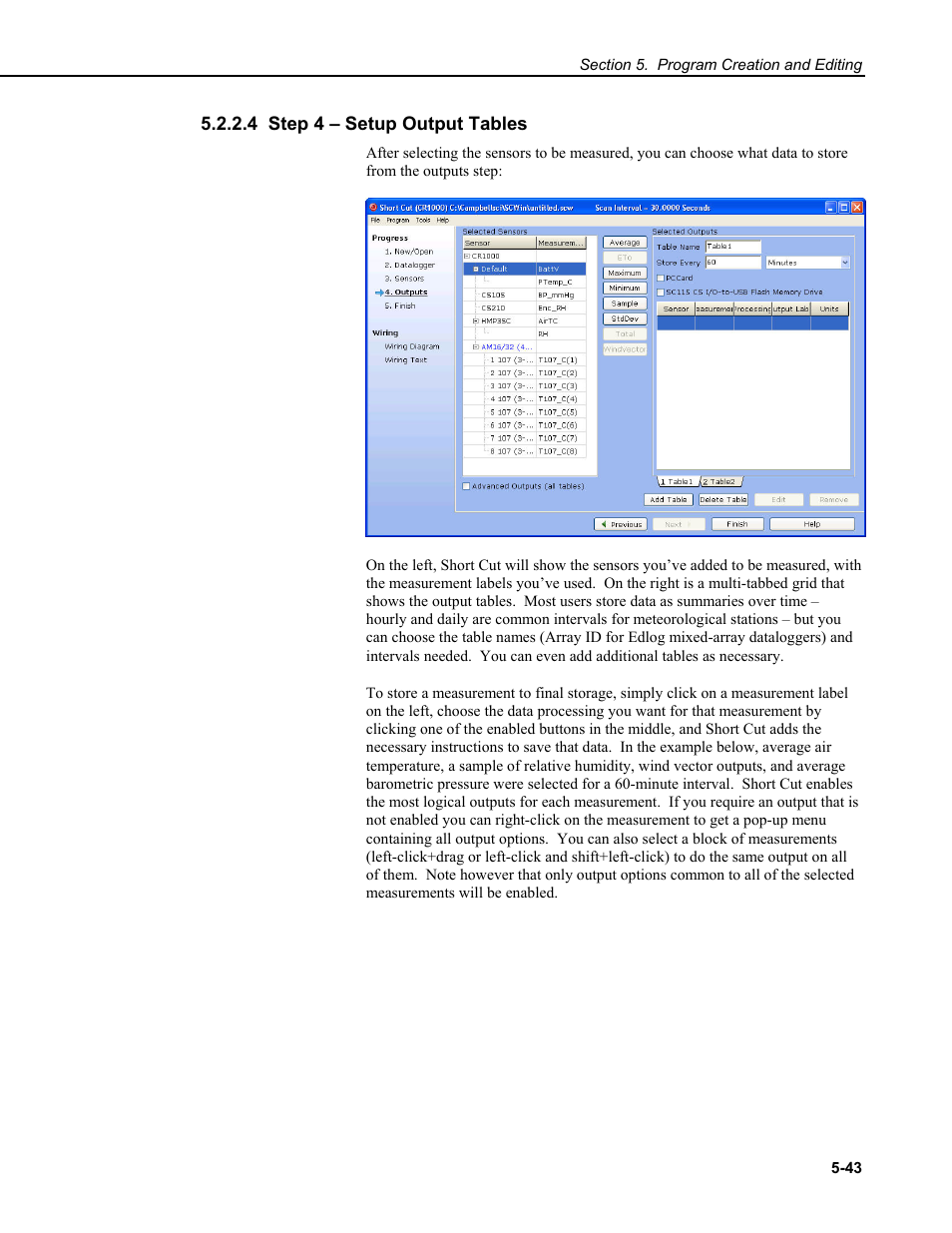 4 step 4 – setup output tables | Campbell Scientific RTDAQ Software User Manual | Page 103 / 368