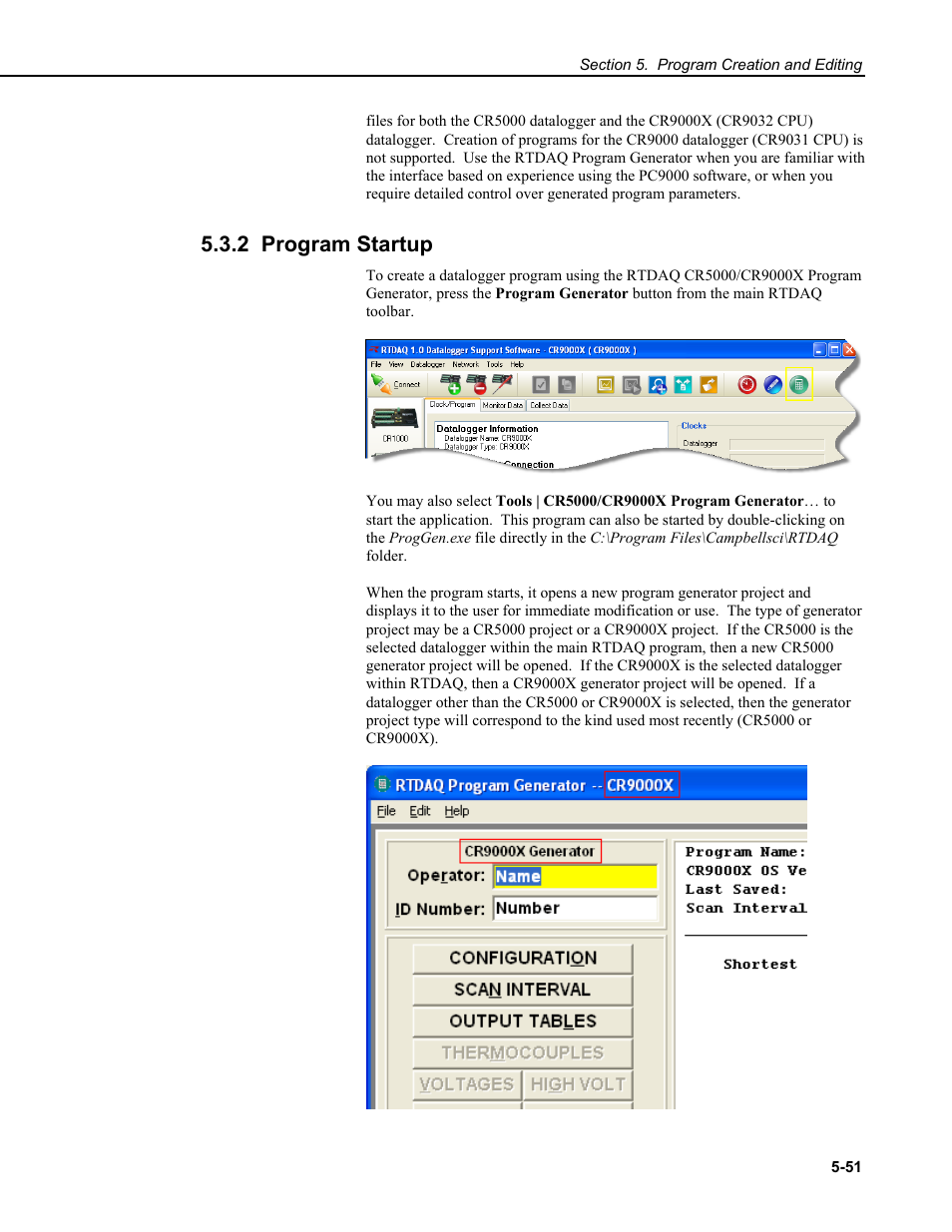 2 program startup | Campbell Scientific RTDAQ Software User Manual | Page 111 / 368