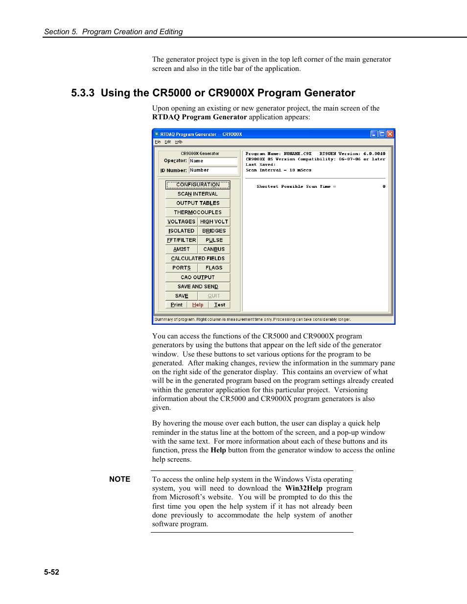 3 using the cr5000 or cr9000x program generator | Campbell Scientific RTDAQ Software User Manual | Page 112 / 368