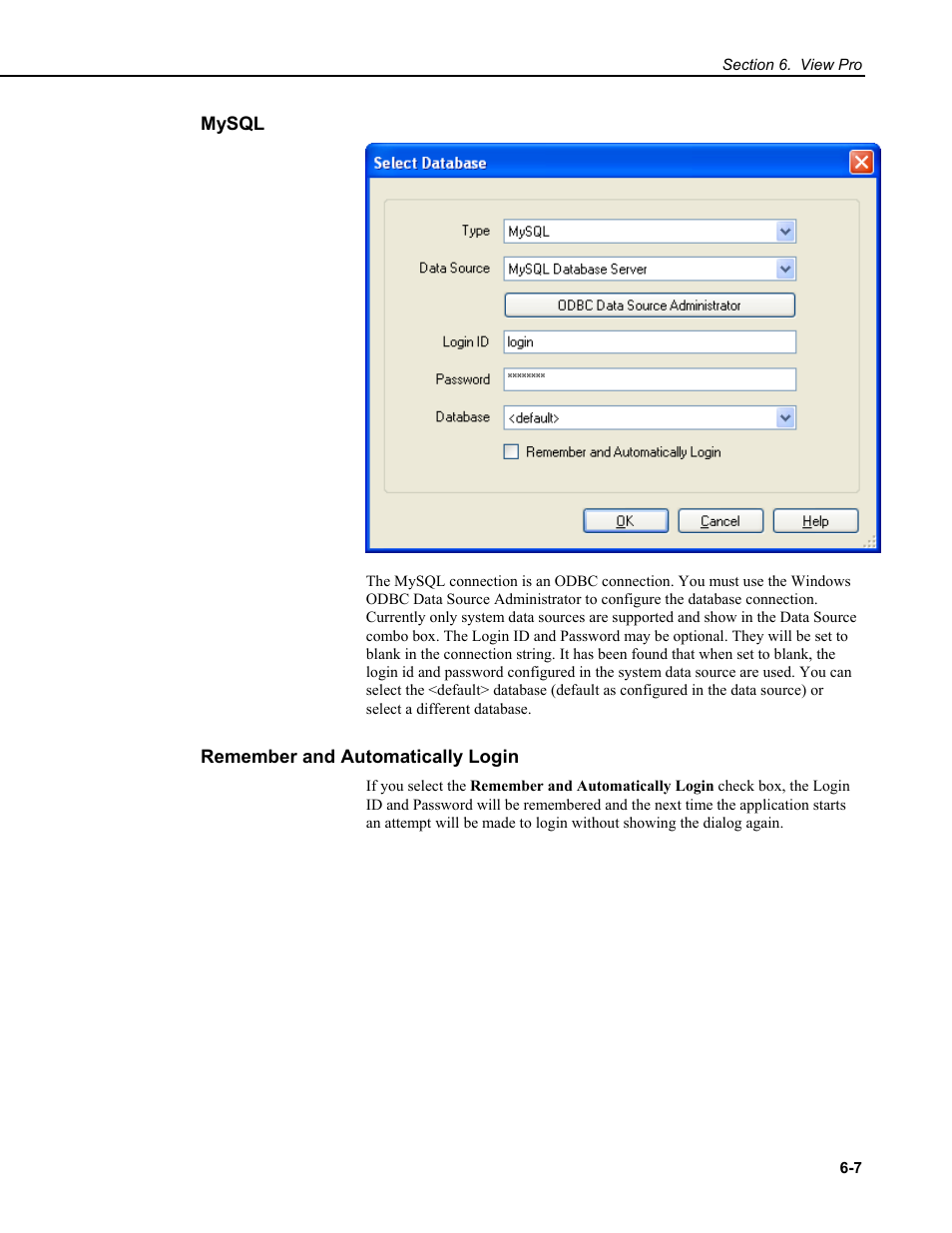 Mysql, Remember and automatically login | Campbell Scientific RTDAQ Software User Manual | Page 125 / 368