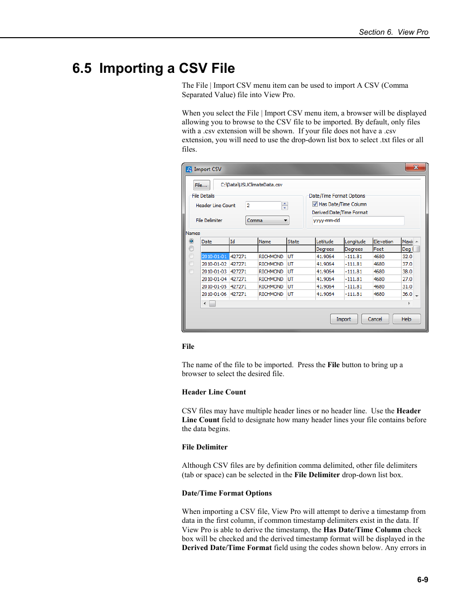 5 importing a csv file | Campbell Scientific RTDAQ Software User Manual | Page 127 / 368