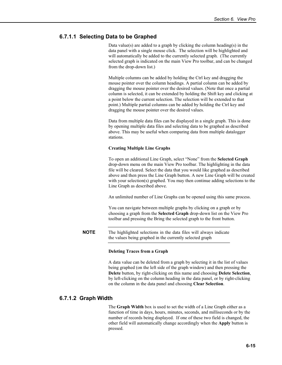 1 selecting data to be graphed, 2 graph width | Campbell Scientific RTDAQ Software User Manual | Page 133 / 368