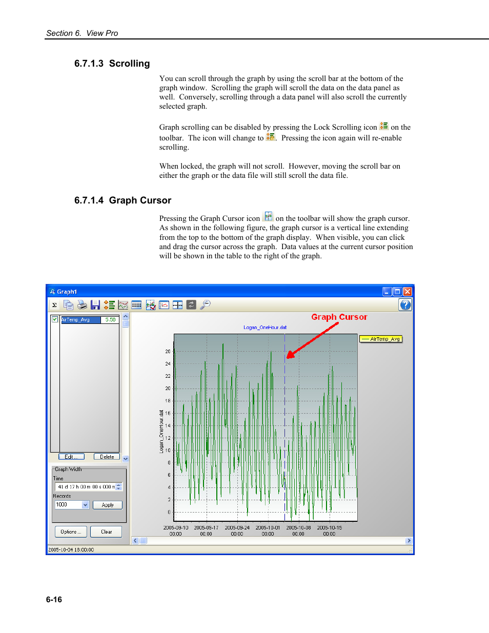 3 scrolling, 4 graph cursor | Campbell Scientific RTDAQ Software User Manual | Page 134 / 368