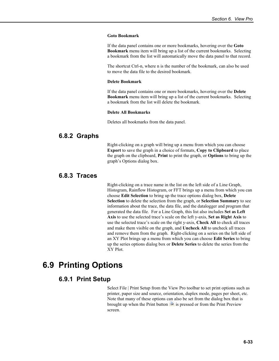 2 graphs, 3 traces, 9 printing options | 1 print setup | Campbell Scientific RTDAQ Software User Manual | Page 151 / 368