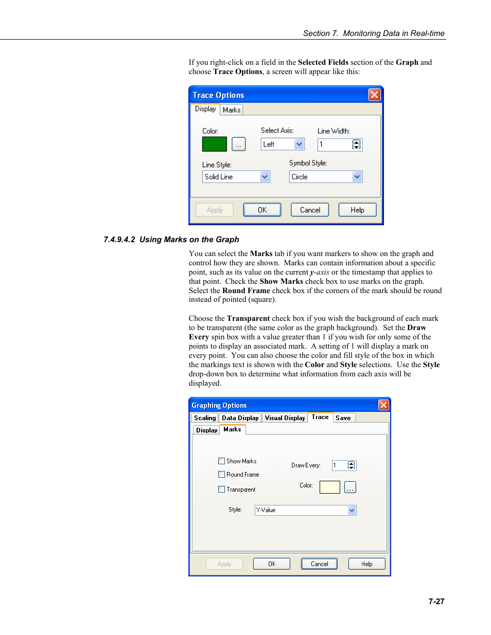 2 using marks on the graph | Campbell Scientific RTDAQ Software User Manual | Page 179 / 368