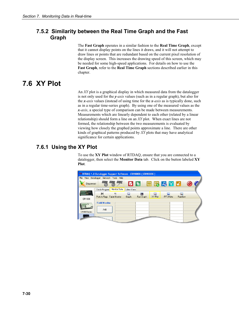 6 xy plot, 1 using the xy plot | Campbell Scientific RTDAQ Software User Manual | Page 182 / 368