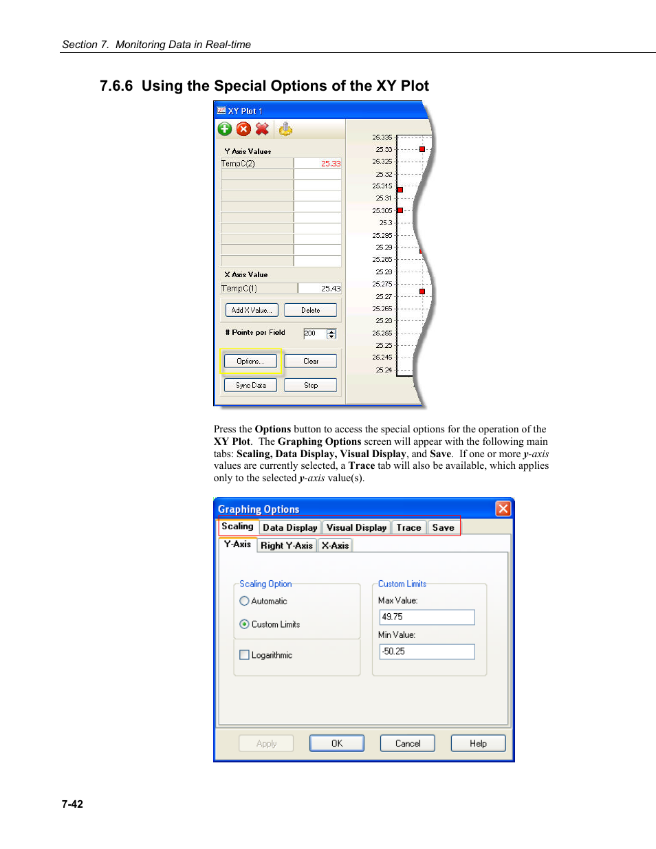 6 using the special options of the xy plot | Campbell Scientific RTDAQ Software User Manual | Page 194 / 368