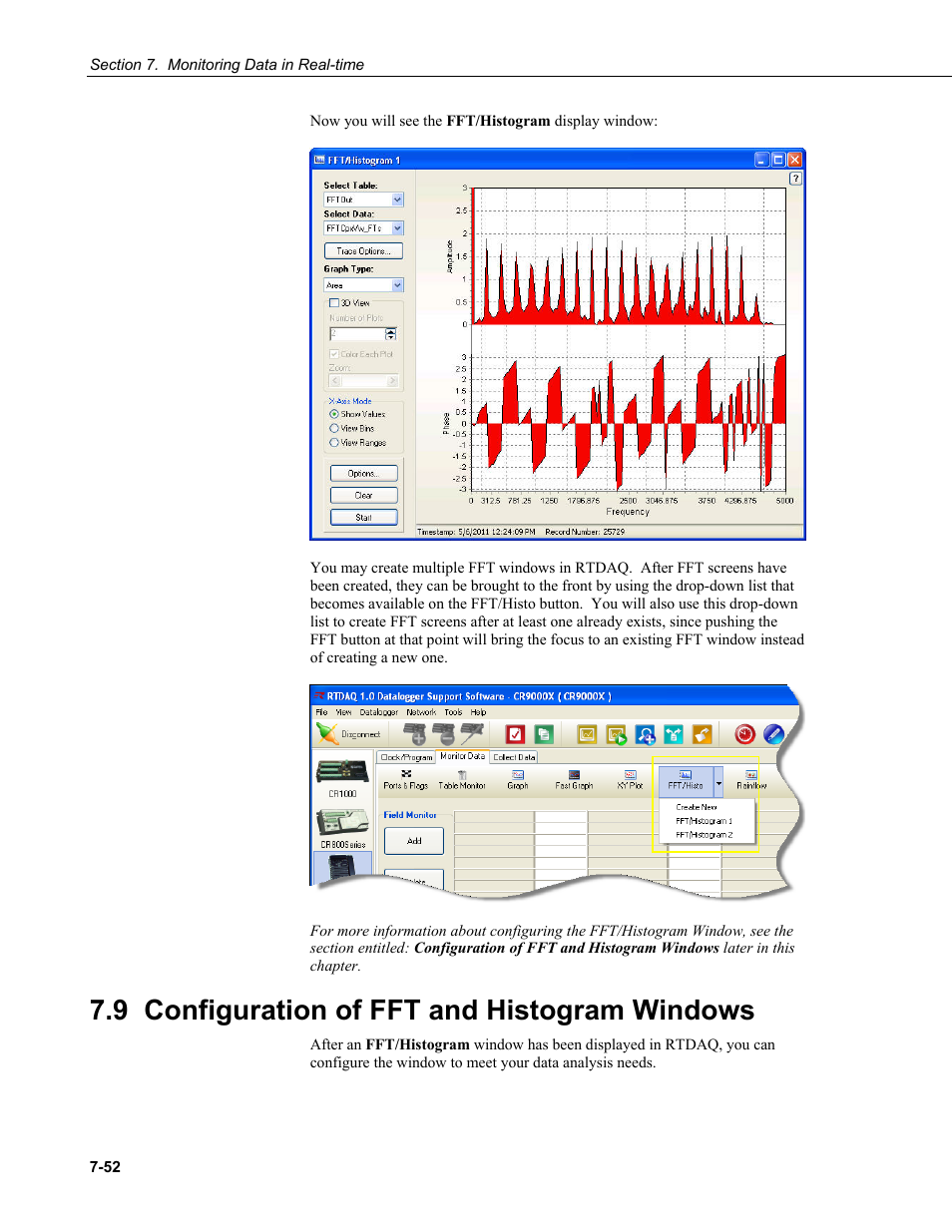 9 configuration of fft and histogram windows | Campbell Scientific RTDAQ Software User Manual | Page 204 / 368