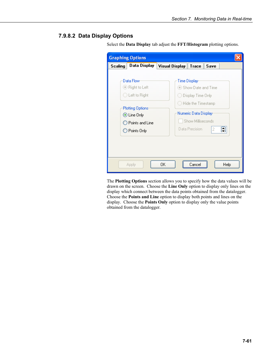 2 data display options | Campbell Scientific RTDAQ Software User Manual | Page 213 / 368