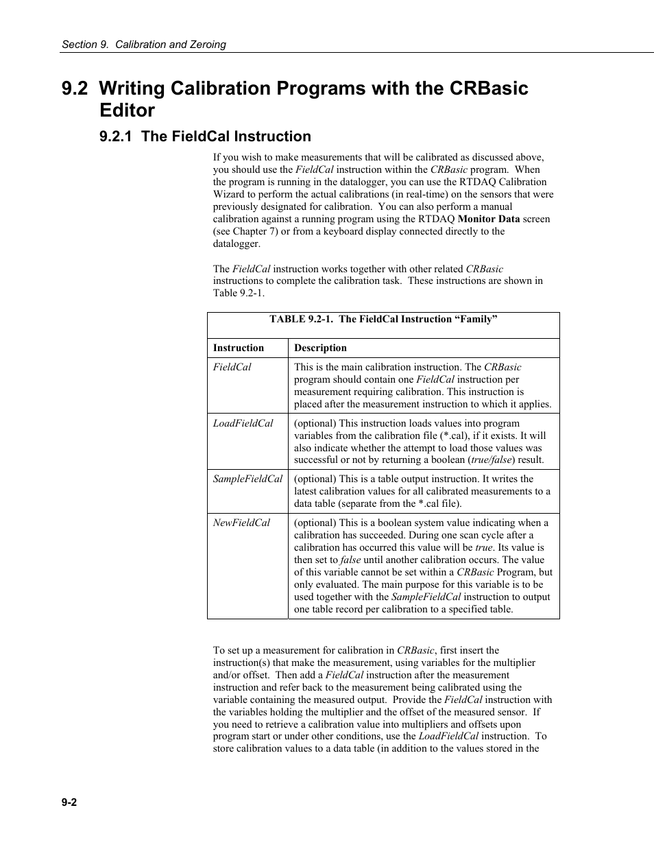 1 the fieldcal instruction | Campbell Scientific RTDAQ Software User Manual | Page 256 / 368