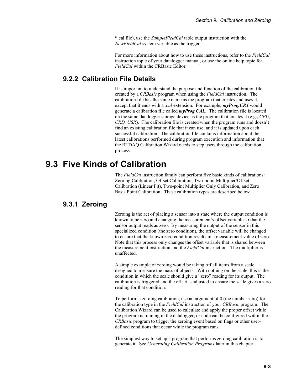 2 calibration file details, 3 five kinds of calibration, 1 zeroing | Campbell Scientific RTDAQ Software User Manual | Page 257 / 368