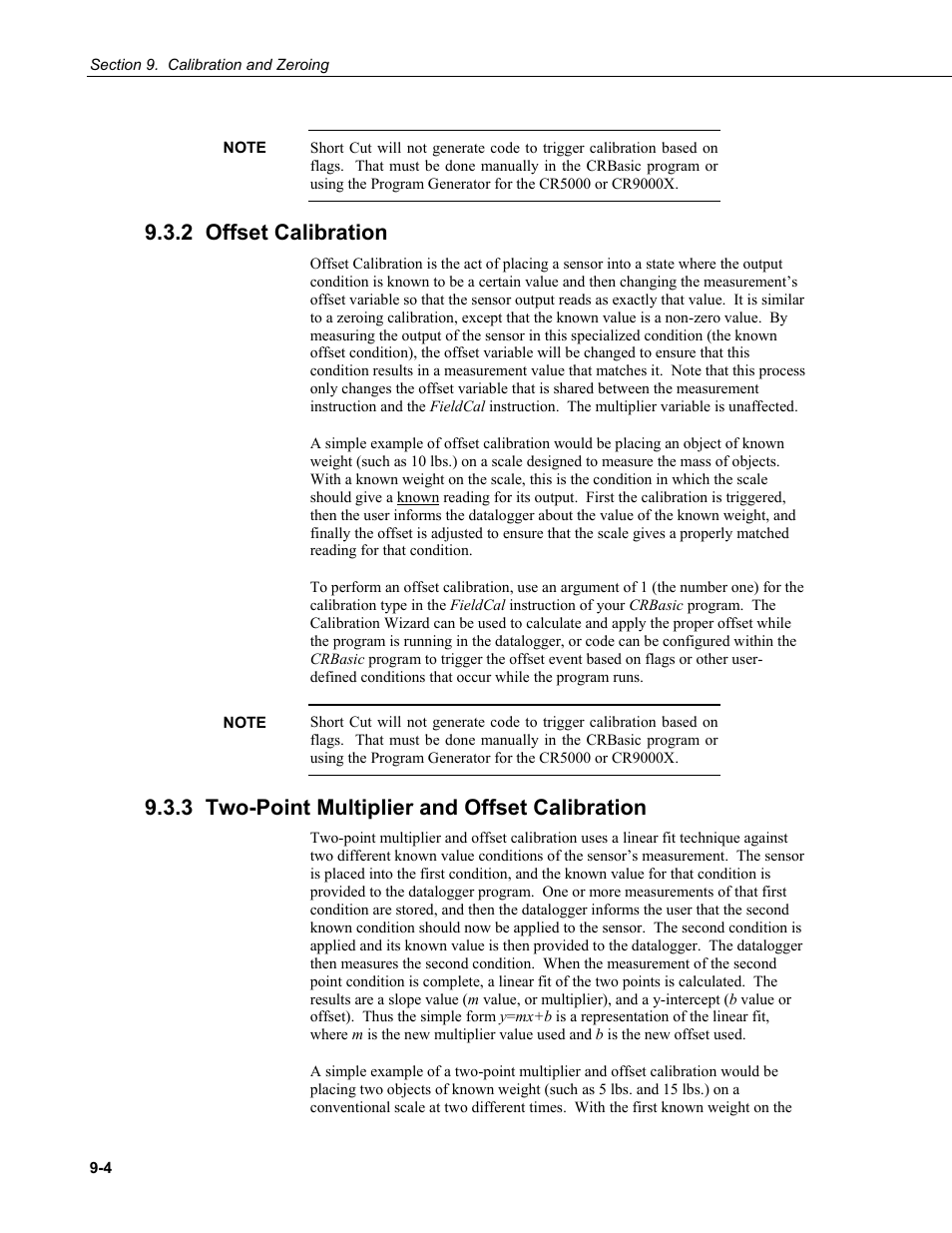 2 offset calibration, 3 two-point multiplier and offset calibration | Campbell Scientific RTDAQ Software User Manual | Page 258 / 368