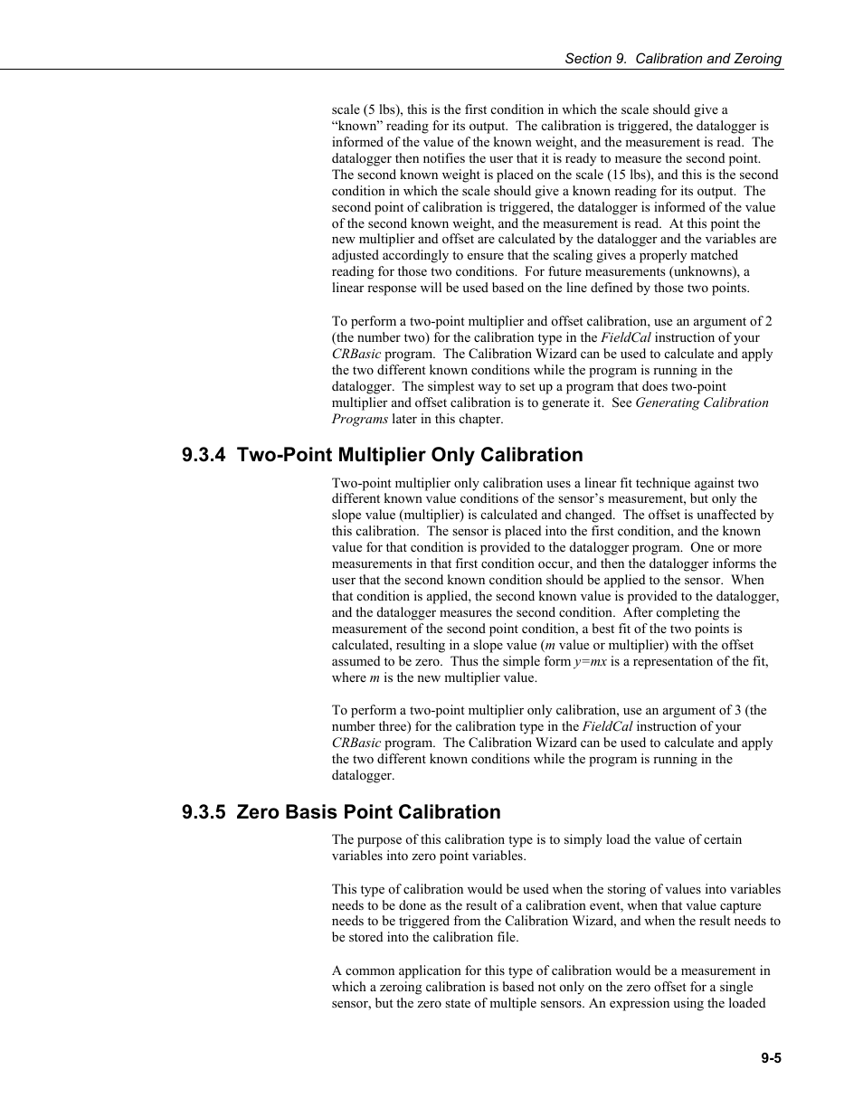 4 two-point multiplier only calibration, 5 zero basis point calibration | Campbell Scientific RTDAQ Software User Manual | Page 259 / 368