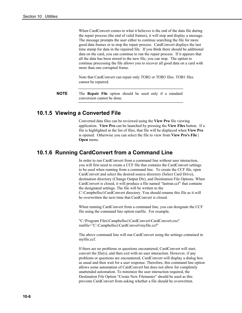 5 viewing a converted file, 6 running cardconvert from a command line | Campbell Scientific RTDAQ Software User Manual | Page 276 / 368