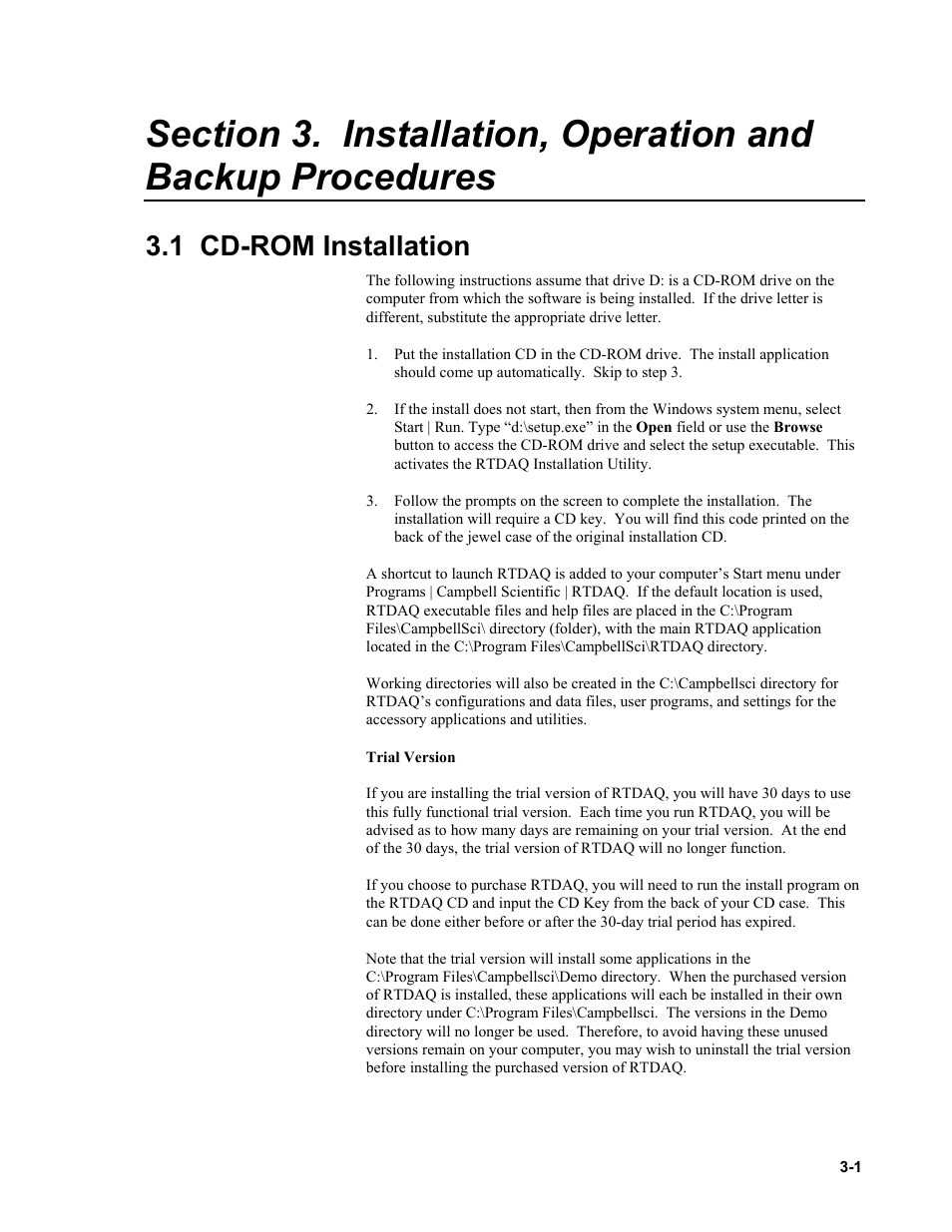 1 cd-rom installation | Campbell Scientific RTDAQ Software User Manual | Page 33 / 368