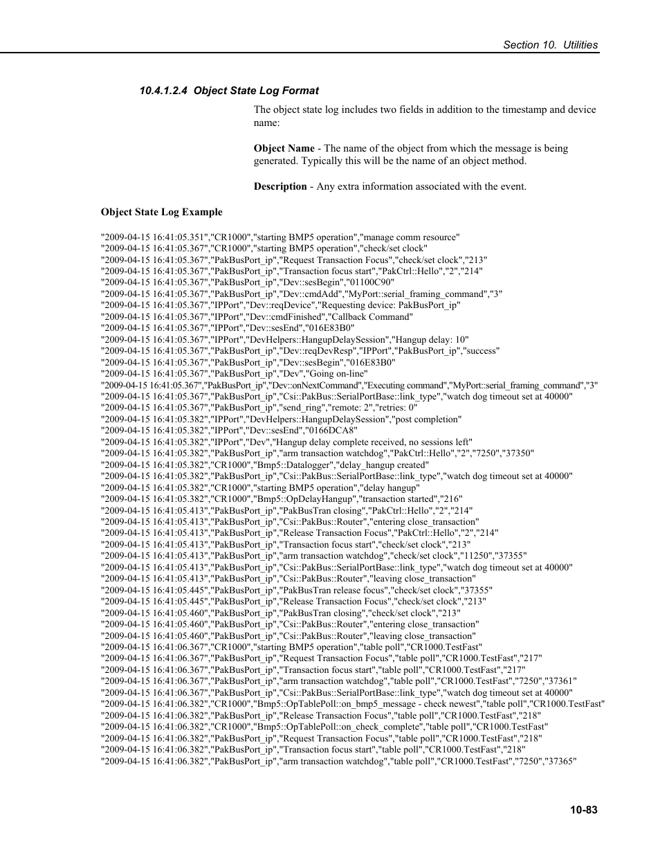 4 object state log format | Campbell Scientific RTDAQ Software User Manual | Page 353 / 368