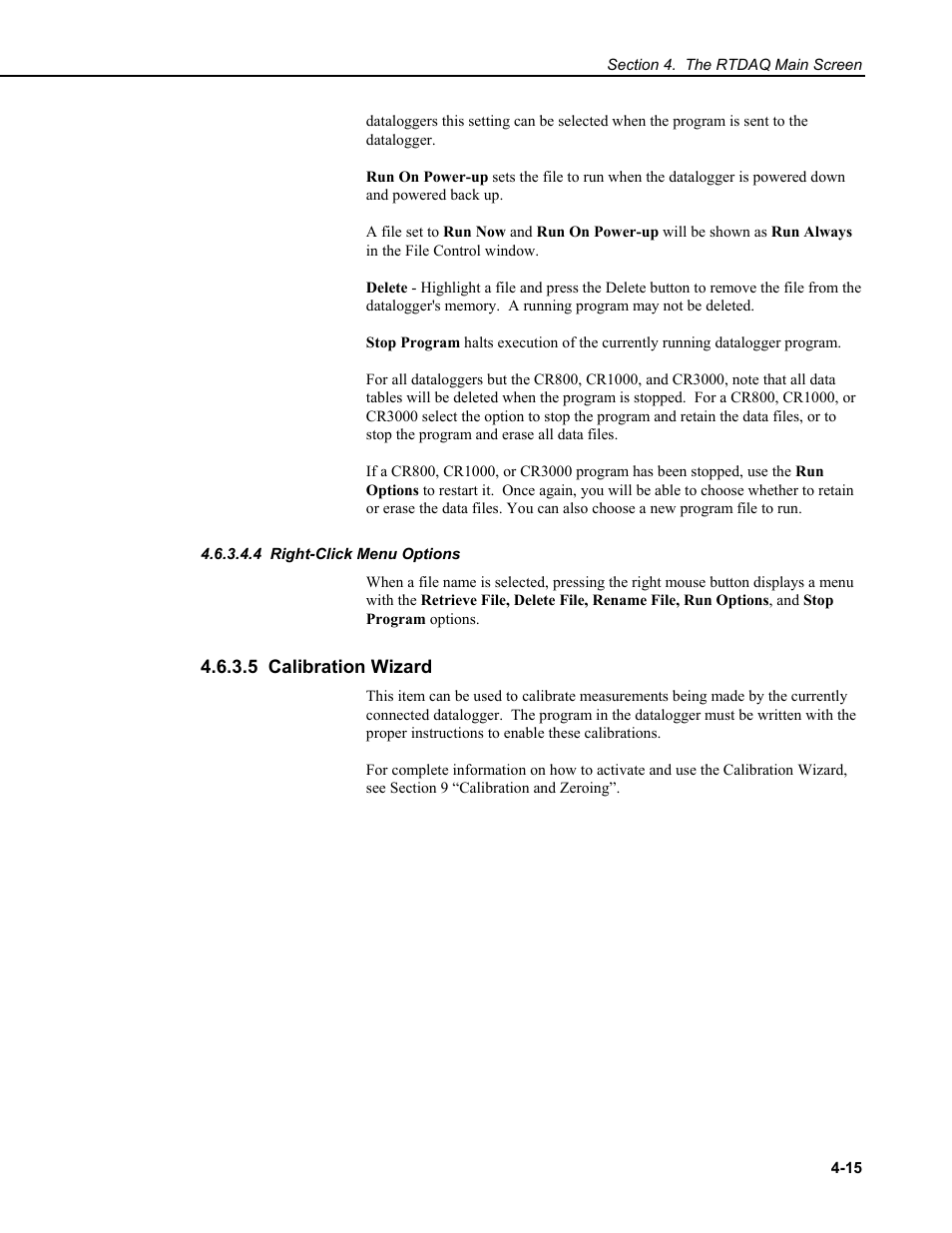 4 right-click menu options, 5 calibration wizard | Campbell Scientific RTDAQ Software User Manual | Page 51 / 368