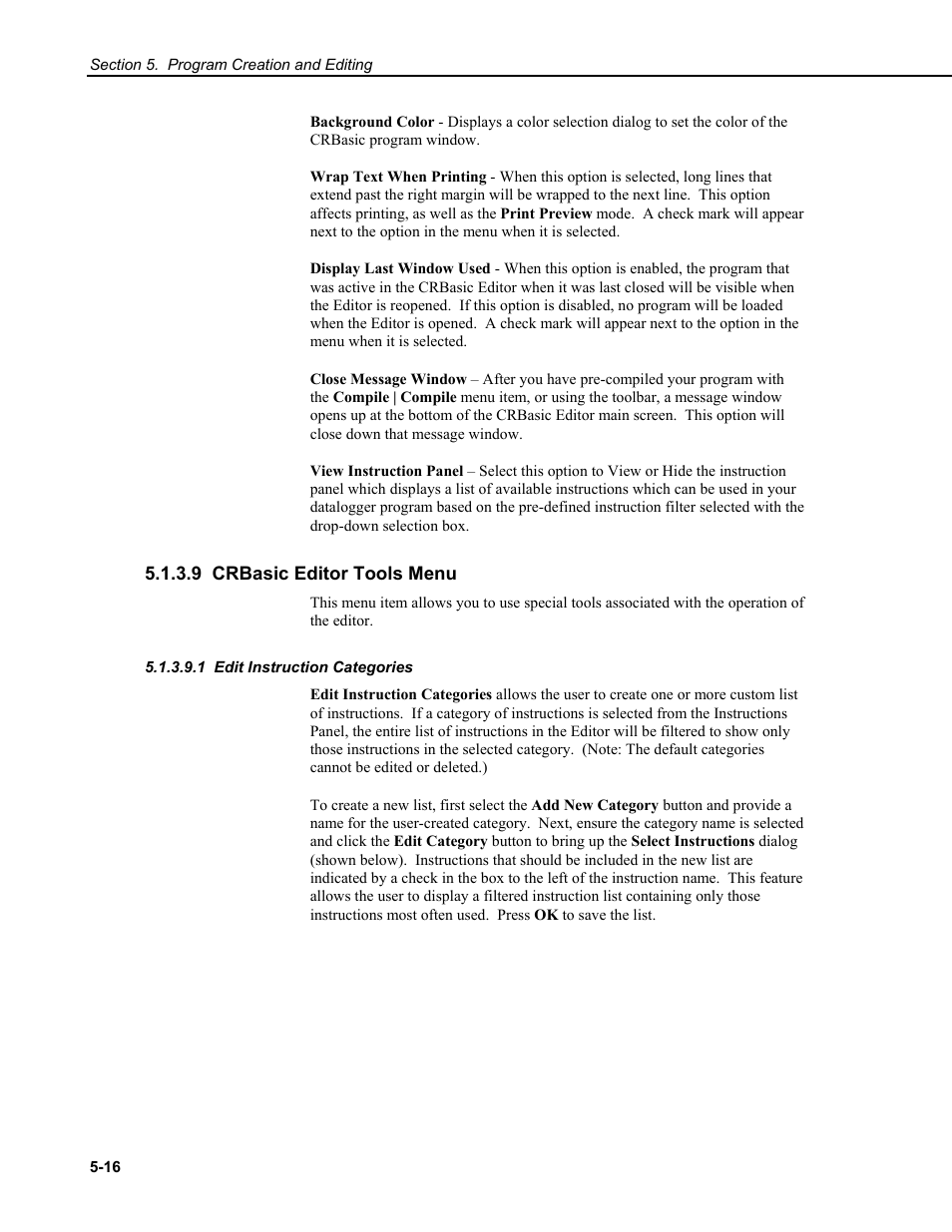 9 crbasic editor tools menu, 1 edit instruction categories | Campbell Scientific RTDAQ Software User Manual | Page 76 / 368