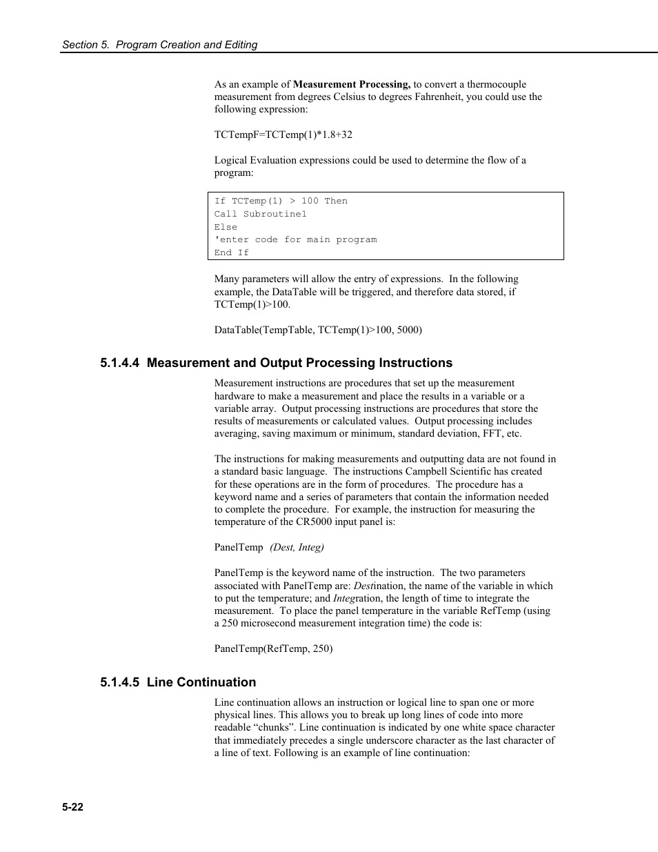 4 measurement and output processing instructions, 5 line continuation | Campbell Scientific RTDAQ Software User Manual | Page 82 / 368