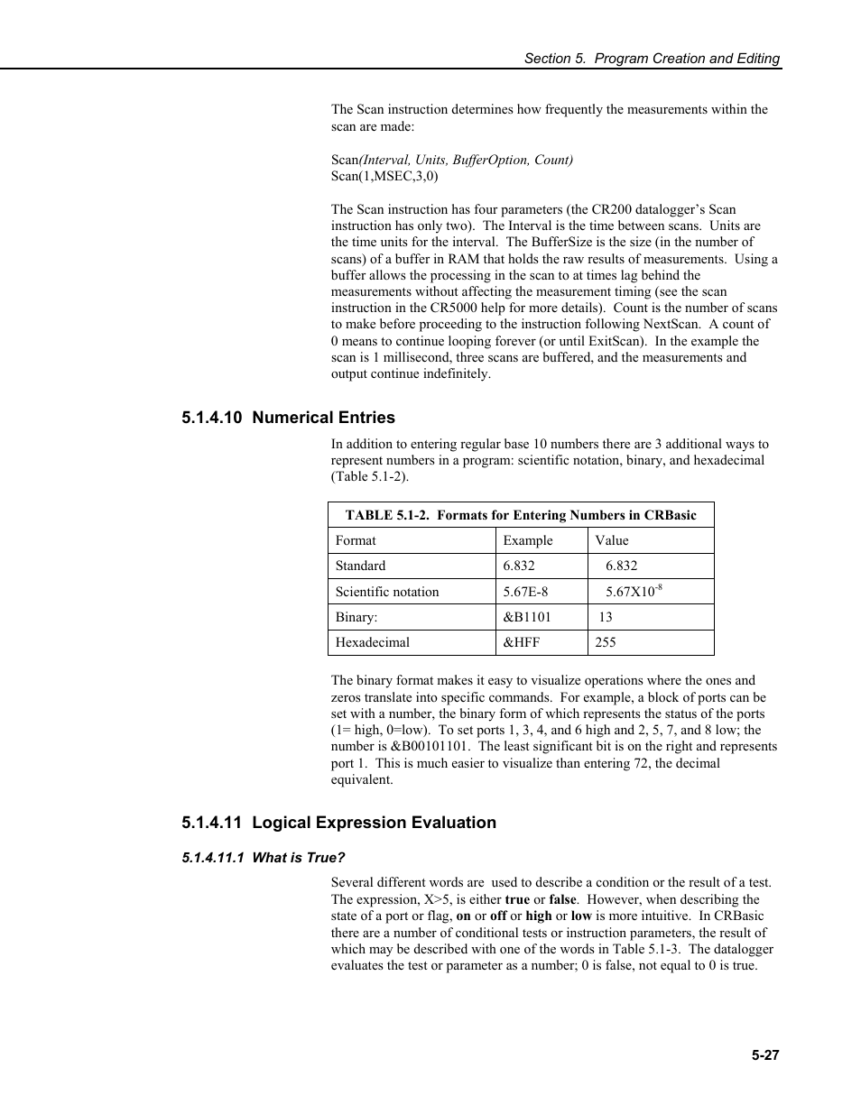 10 numerical entries, 11 logical expression evaluation, 1 what is true | Campbell Scientific RTDAQ Software User Manual | Page 87 / 368