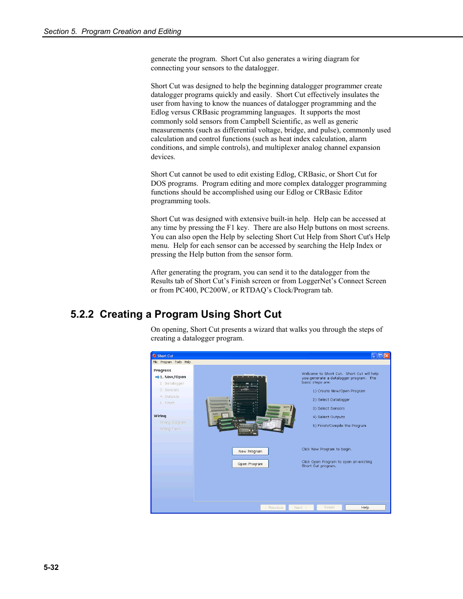 2 creating a program using short cut | Campbell Scientific RTDAQ Software User Manual | Page 92 / 368