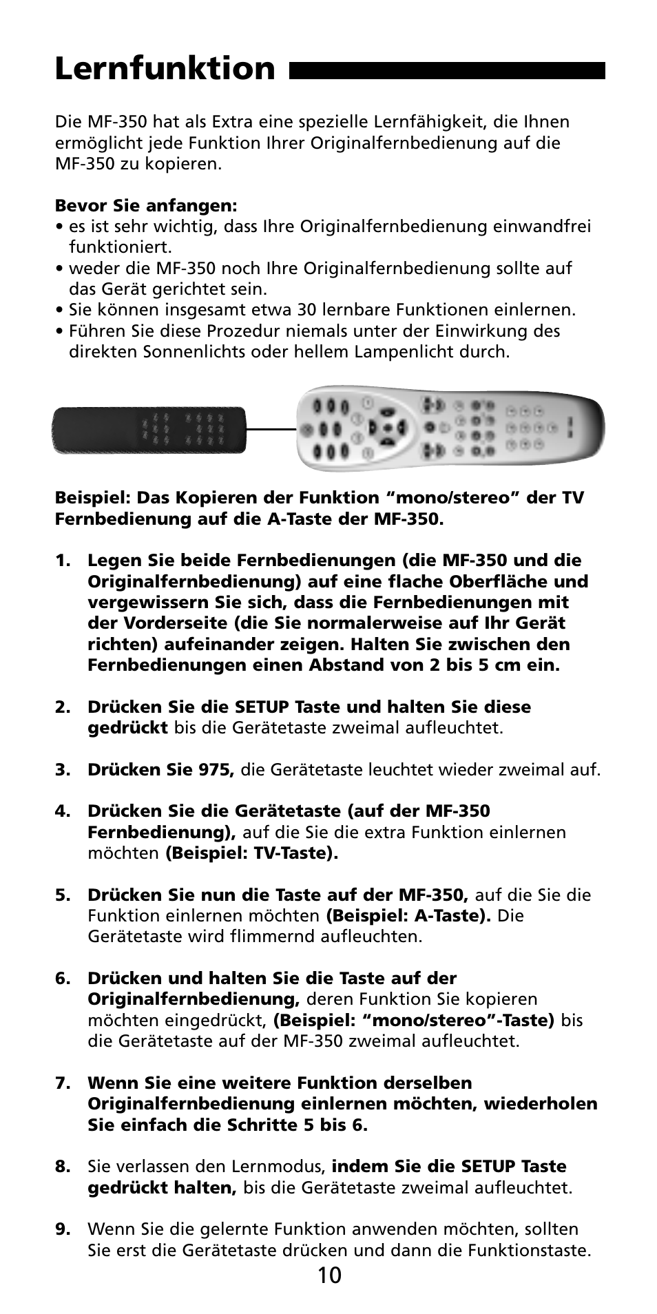 Lernfunktion | Aiwa MF-350 User Manual | Page 10 / 73