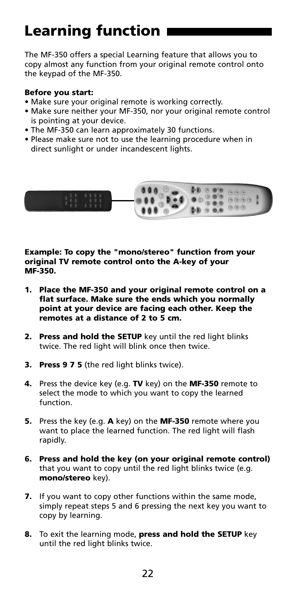 Learning function | Aiwa MF-350 User Manual | Page 23 / 73