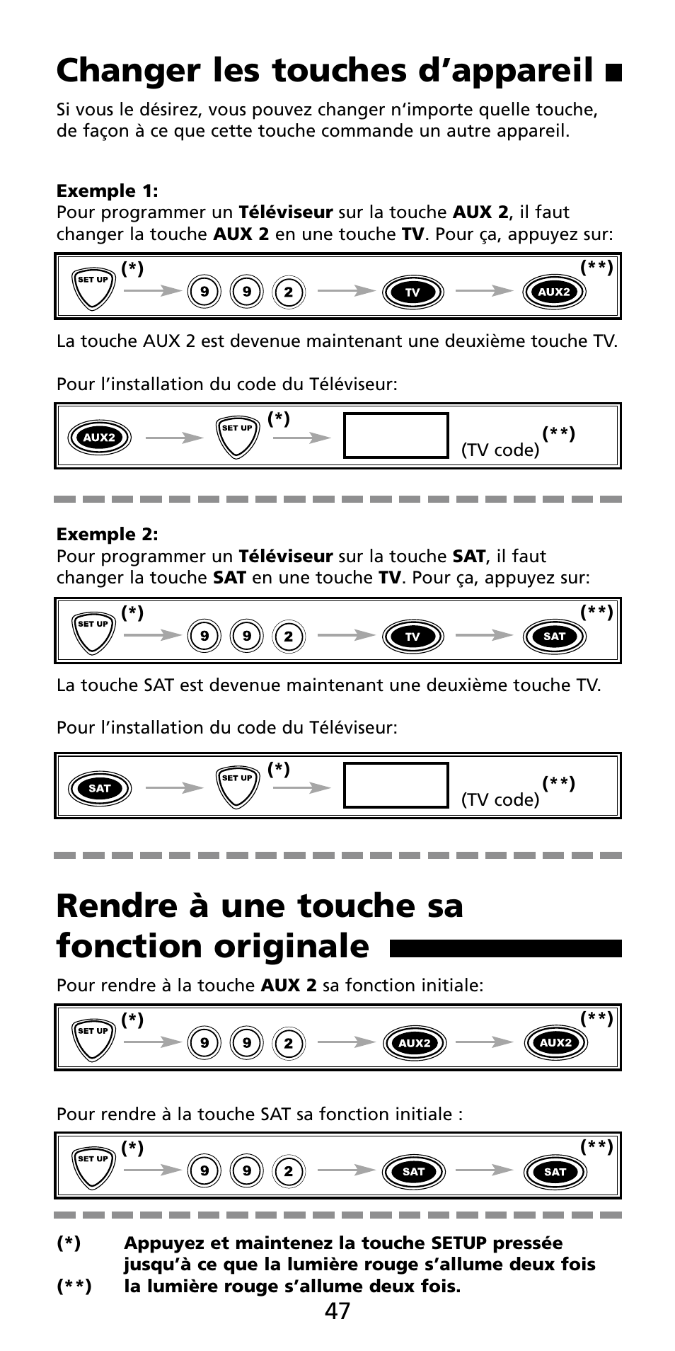 Changer les touches d’appareil, Rendre à une touche sa fonction originale | Aiwa MF-350 User Manual | Page 48 / 73