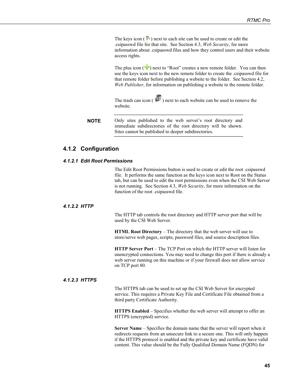 2 configuration, 1 edit root permissions, 2 http | 3 https, Configuration, Edit root permissions, Http, Https | Campbell Scientific RTMC Pro Real-Time Monitor and Control Professional Software User Manual | Page 51 / 76