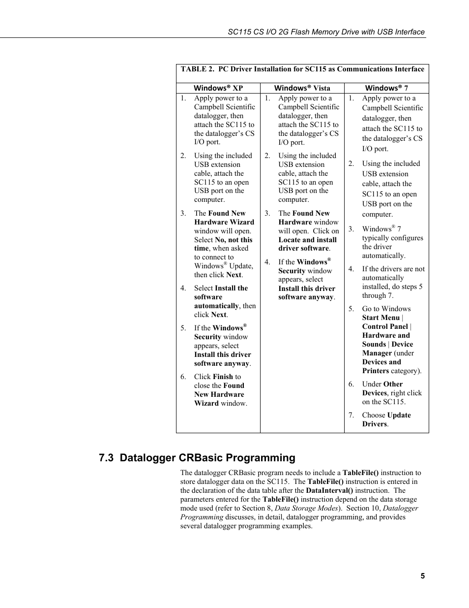 3 datalogger crbasic programming | Campbell Scientific SC115 CS I/O 2G Flash Memory Drive with USB Interface User Manual | Page 11 / 30