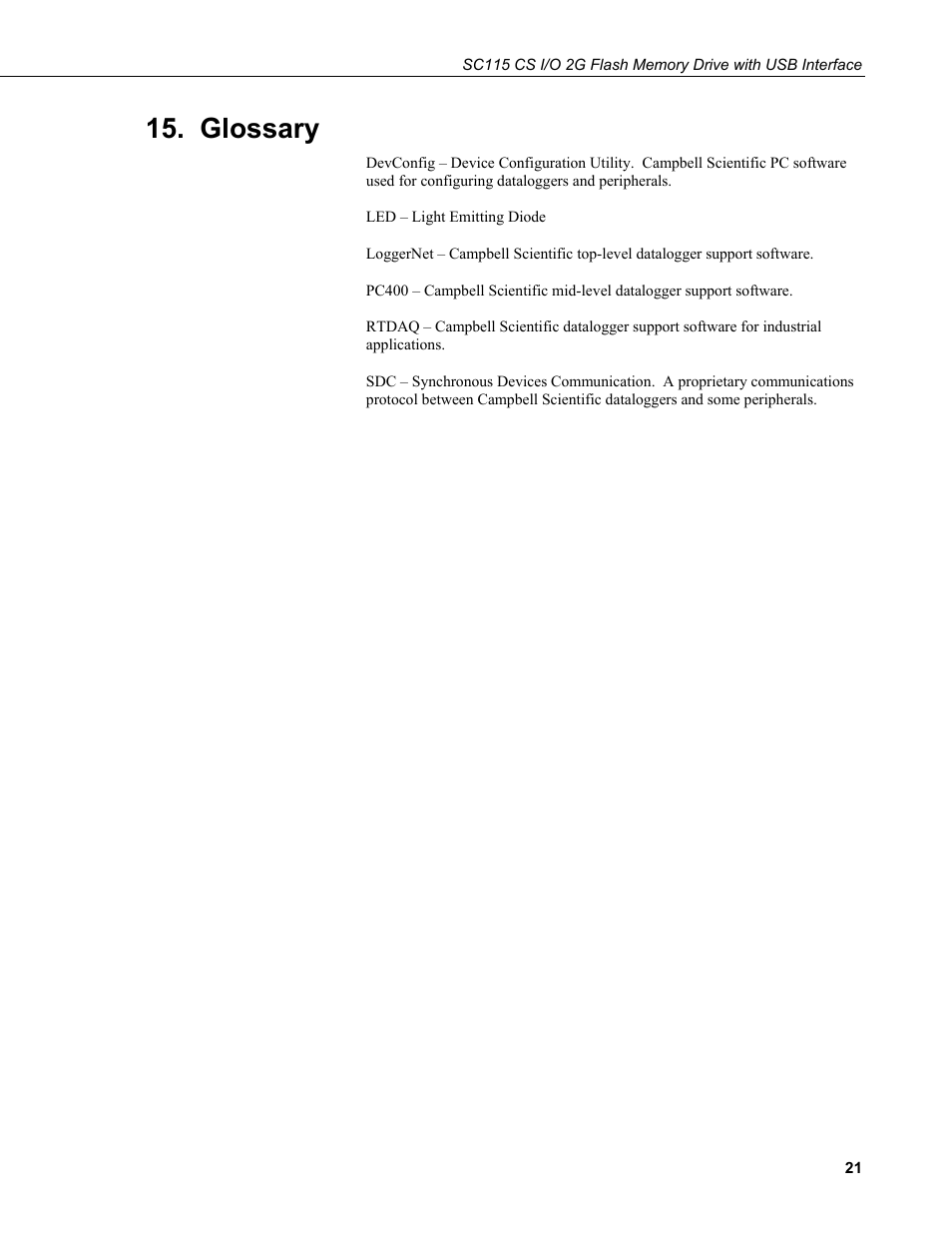 Glossary | Campbell Scientific SC115 CS I/O 2G Flash Memory Drive with USB Interface User Manual | Page 27 / 30