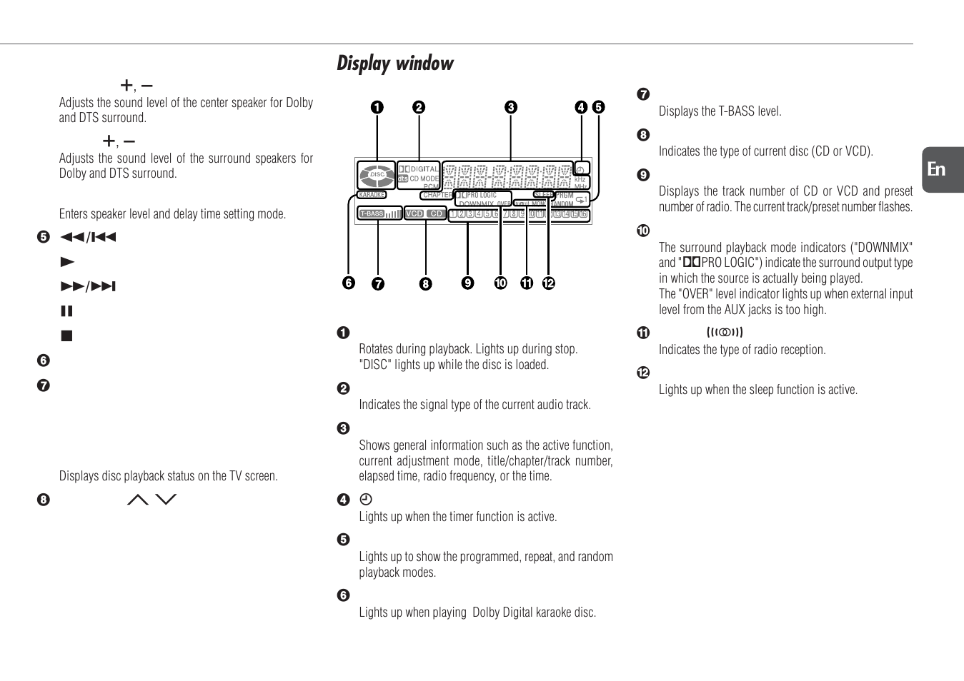 Display window, 11 en | Aiwa XR-DV700 User Manual | Page 11 / 40