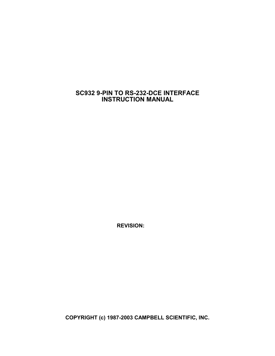 Campbell Scientific SC932 9-Pin to RS-232-DCE Interface User Manual | 16 pages
