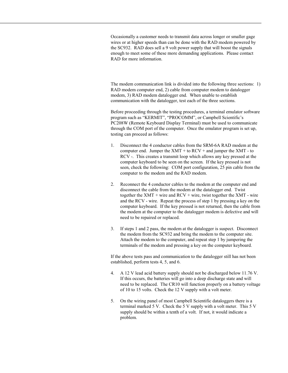 5 testing rad modem communication | Campbell Scientific SC932 9-Pin to RS-232-DCE Interface User Manual | Page 15 / 16