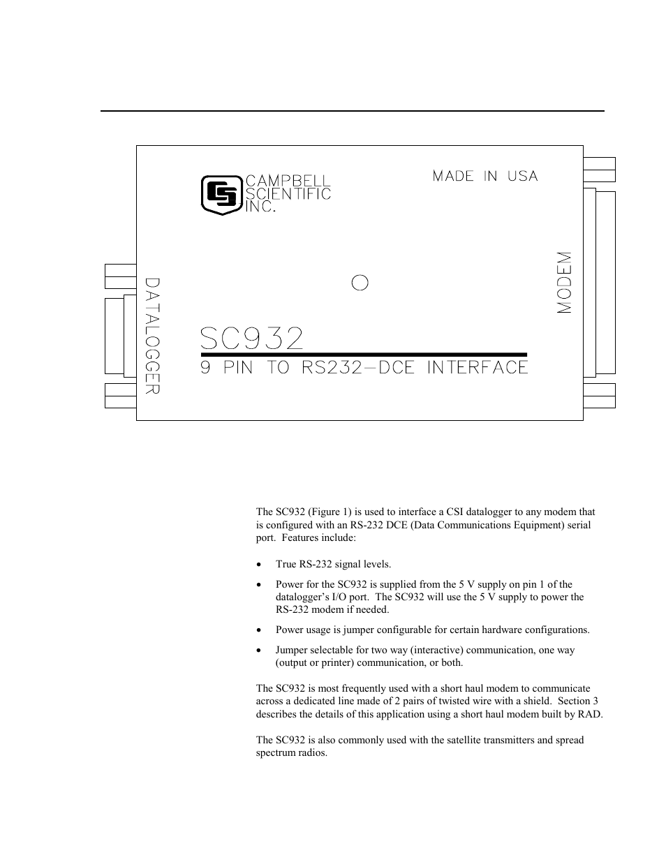 Sc932 9-pin to rs-232-dce interface, General description | Campbell Scientific SC932 9-Pin to RS-232-DCE Interface User Manual | Page 5 / 16