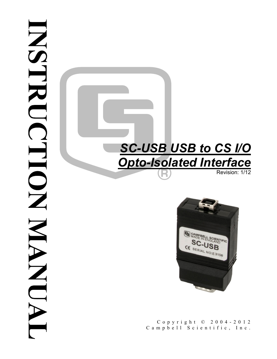 Campbell Scientific SC-USB USB to CS I/O Optically Isolated Interface User Manual | 36 pages
