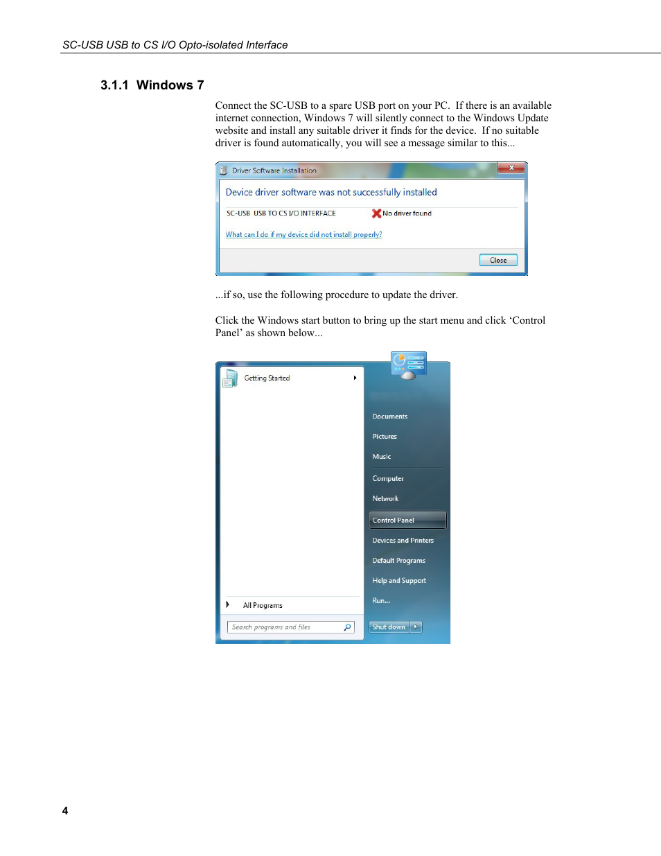 1 windows 7 | Campbell Scientific SC-USB USB to CS I/O Optically Isolated Interface User Manual | Page 10 / 36