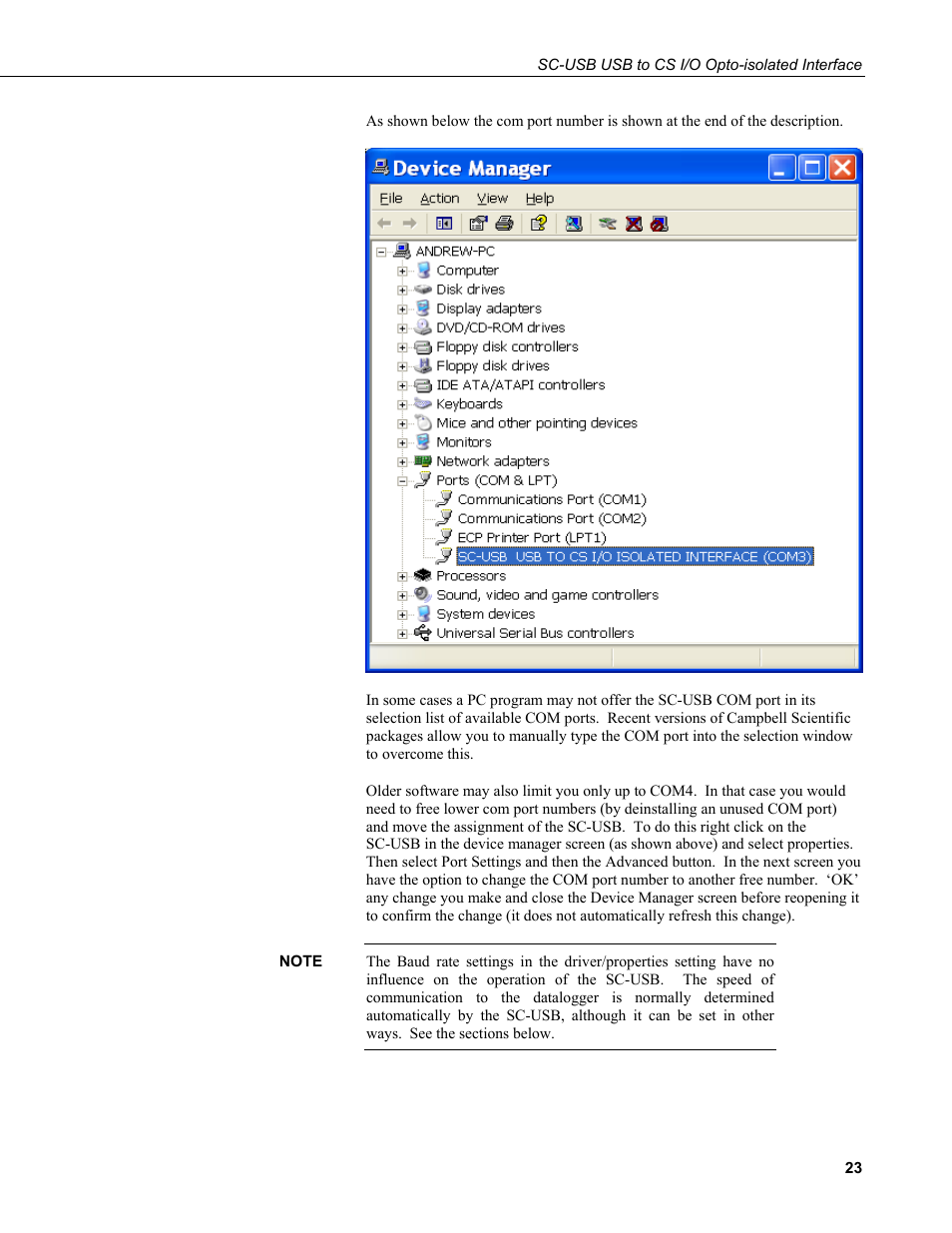 Campbell Scientific SC-USB USB to CS I/O Optically Isolated Interface User Manual | Page 29 / 36