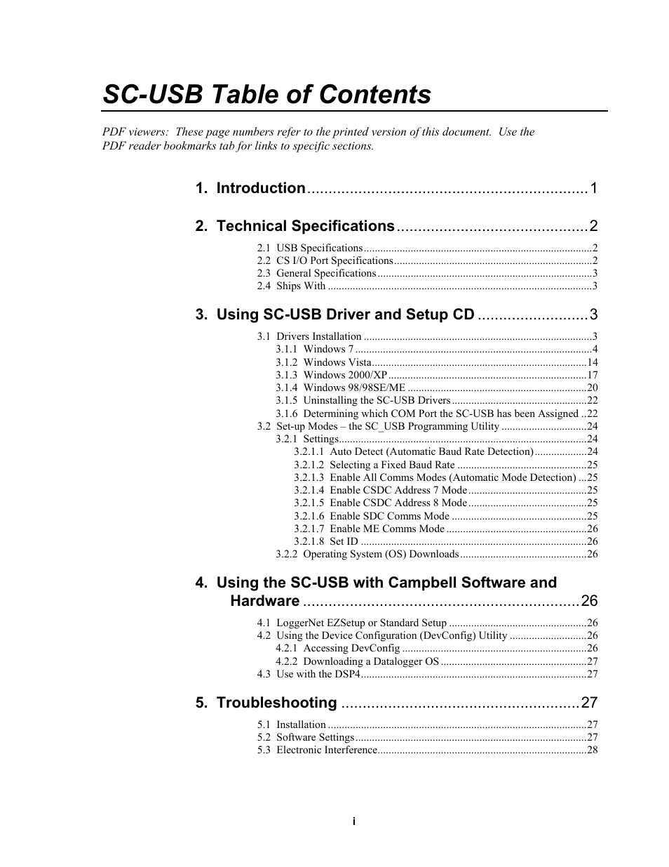 Campbell Scientific SC-USB USB to CS I/O Optically Isolated Interface User Manual | Page 5 / 36
