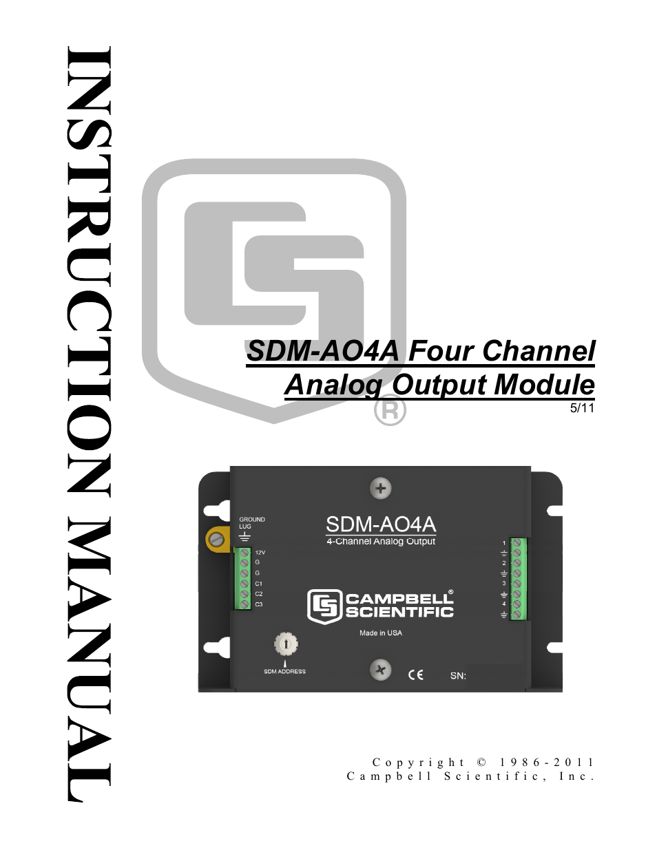 Campbell Scientific SDM-AO4A Four Channel Analog Output Module User Manual | 20 pages
