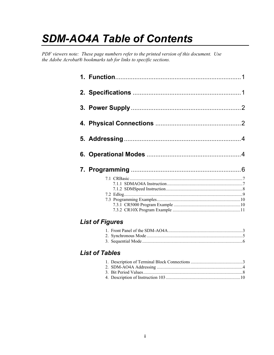 Campbell Scientific SDM-AO4A Four Channel Analog Output Module User Manual | Page 3 / 20