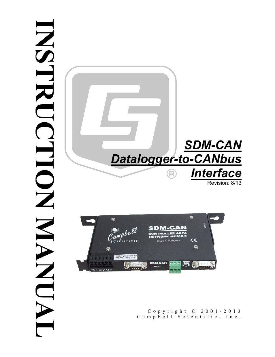 Campbell Scientific SDM-CAN Datalogger to CANbus Interface User Manual | 76 pages