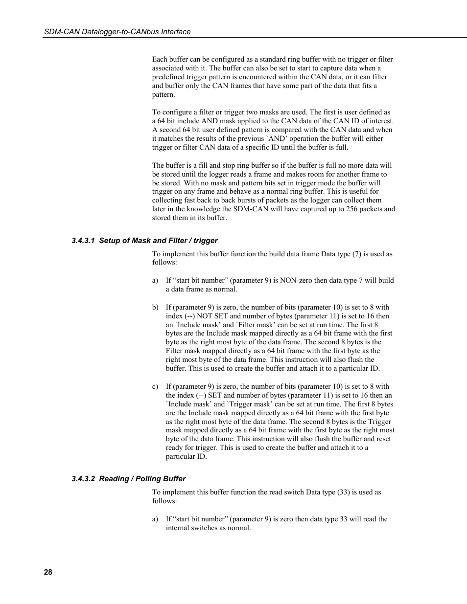 1 setup of mask and filter / trigger, 2 reading / polling buffer, Setup of mask and filter / trigger | Reading / polling buffer | Campbell Scientific SDM-CAN Datalogger to CANbus Interface User Manual | Page 36 / 76