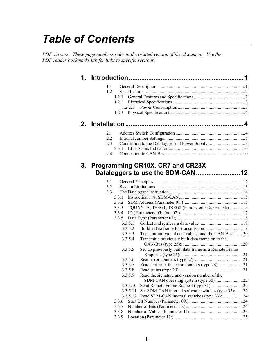 Campbell Scientific SDM-CAN Datalogger to CANbus Interface User Manual | Page 5 / 76