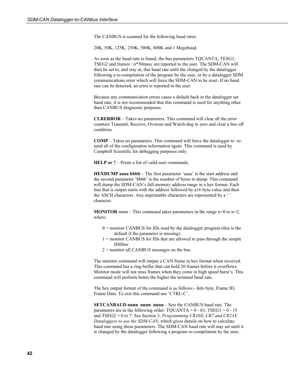 Campbell Scientific SDM-CAN Datalogger to CANbus Interface User Manual | Page 50 / 76