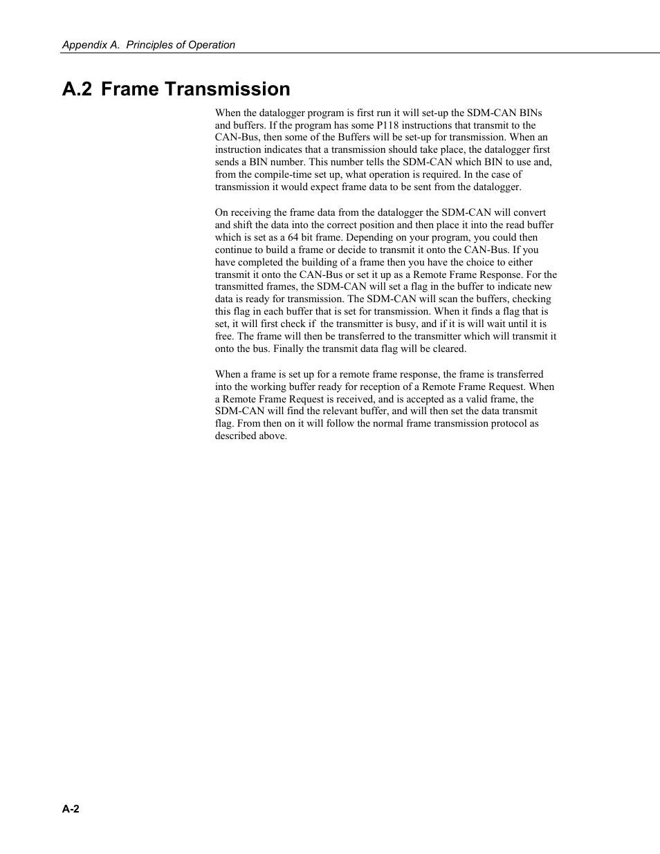 A.2 frame transmission | Campbell Scientific SDM-CAN Datalogger to CANbus Interface User Manual | Page 54 / 76