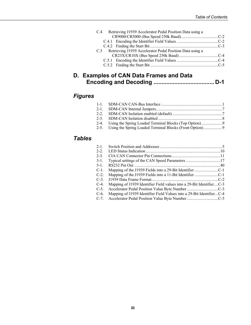 Figures, Tables | Campbell Scientific SDM-CAN Datalogger to CANbus Interface User Manual | Page 7 / 76
