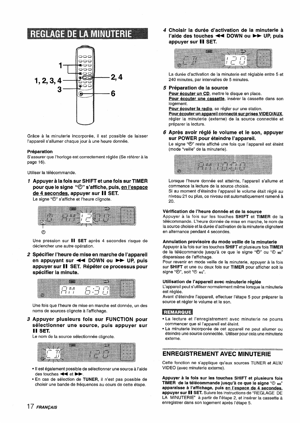 Reglage de la minuterie, Enregistrement avec minuterie, Iüîilsj | F™=*ssislb, Ppsrlieip | Aiwa XM-M25 User Manual | Page 62 / 68