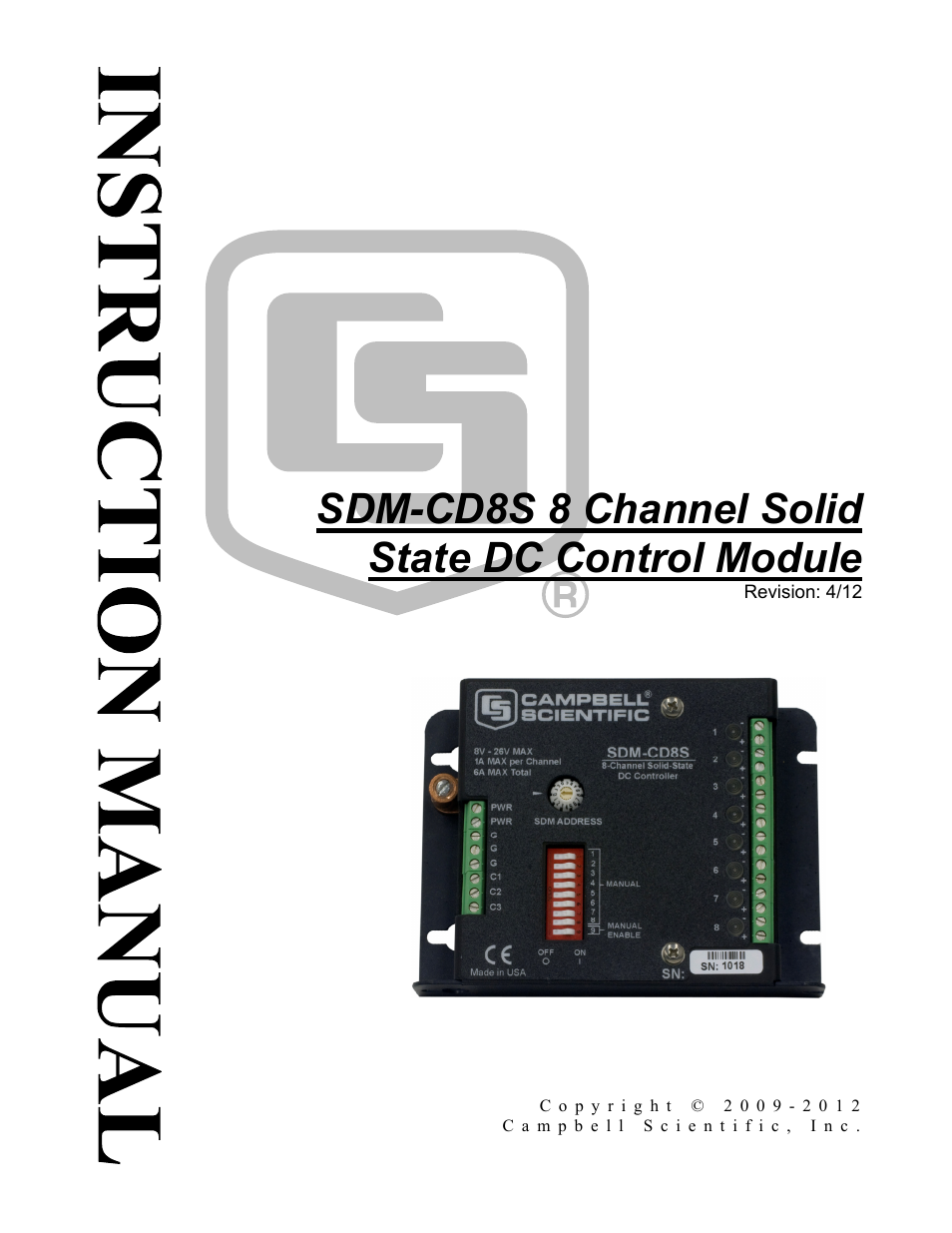 Campbell Scientific SDM-CD8S 8 Channel Solid State DC Control Module User Manual | 32 pages