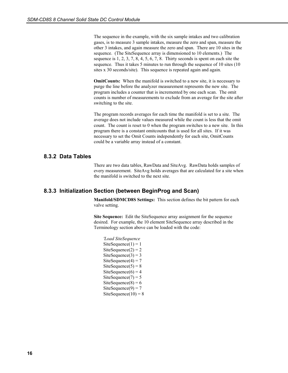 2 data tables | Campbell Scientific SDM-CD8S 8 Channel Solid State DC Control Module User Manual | Page 22 / 32